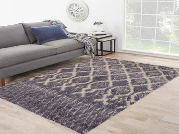 handmade Modern Moroccan Gray Ivory Hand Knotted RECTANGLE 100% WOOL area rug 5x7